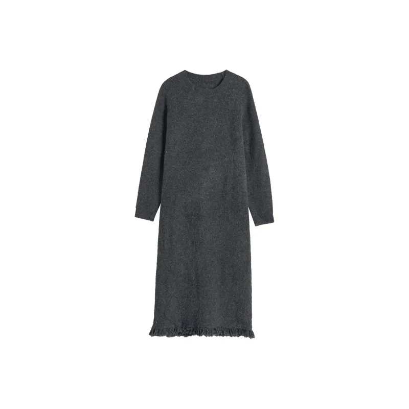 Olrain Long Sleeved Dresses Women's Dark Gray-0