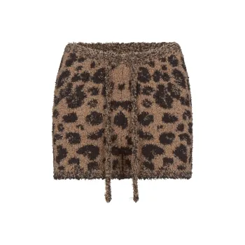 SKIMS FW24 Fake Day Collection COZY KNIT SHORT Casual Shorts Women's LEOPARD PRINT/Leopard