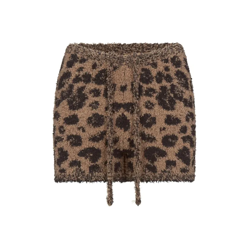 SKIMS FW24 Fake Day Collection COZY KNIT SHORT Casual Shorts Women's LEOPARD PRINT/Leopard-0