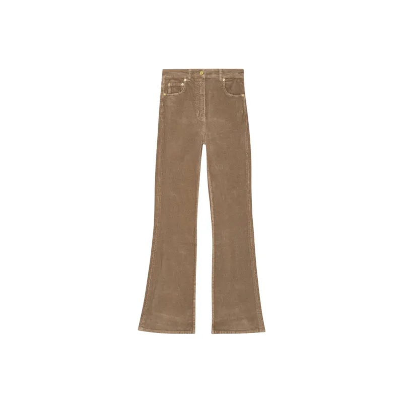 GANNI Washed Corduroy Iry Trousers Jeans Women's Brown-0