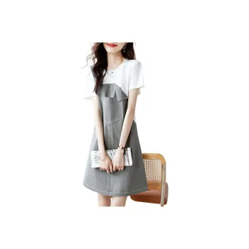 Mo Han Yi Mei Short Sleeved Dresses Women's White & Green