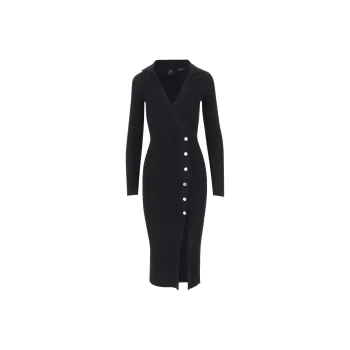 PINKO Fine Ribbed Wrapped Midi Dress