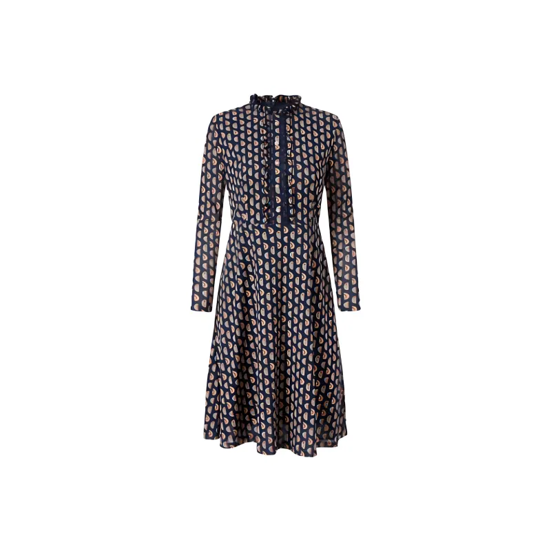 JZ. ANNAKRO Long-Sleeved Dresses Women's Floral Dark Blue-0