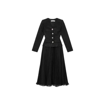 Self portrait Tinsel Boucle Chiffon Midi Dress