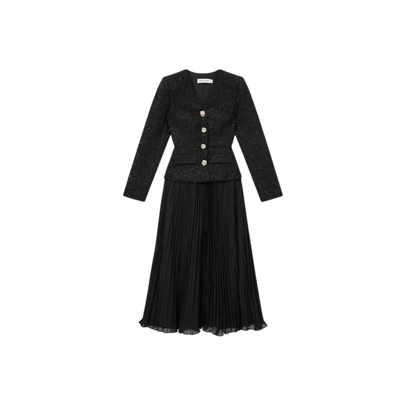 Self portrait Tinsel Boucle Chiffon Midi Dress-0