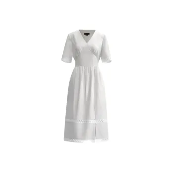 URBAN REVIVO Short Sleeved Dress Women's Raw White