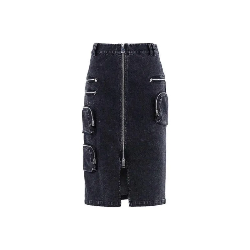 MASFER.SU Denim Long Skirts Women's Black-0