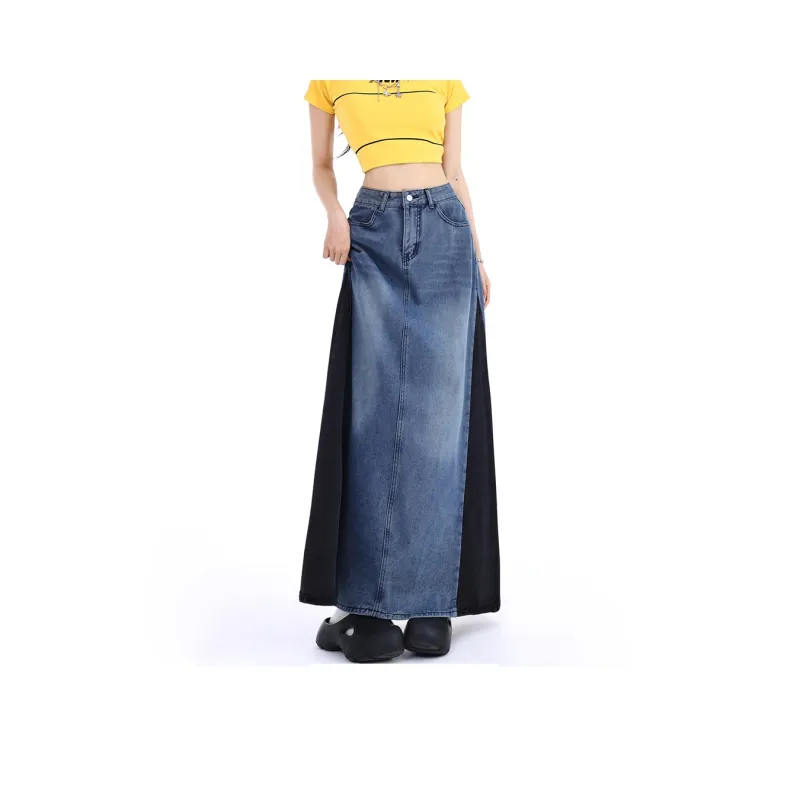 ADOONGA Denim Long Skirts Women's-0