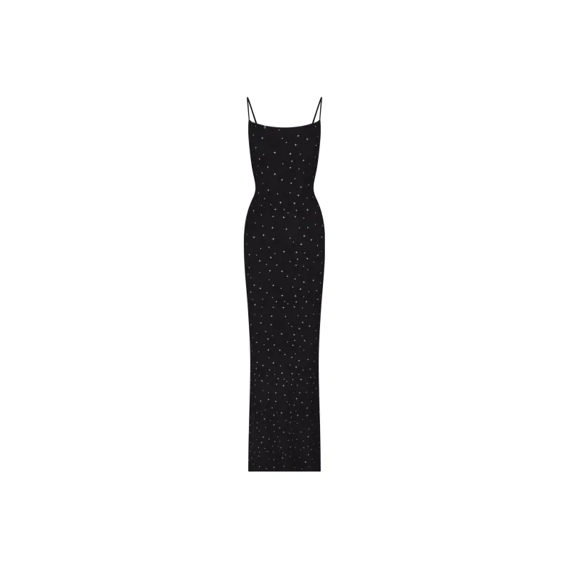 skims ONYX SPARKLE PRINT Soft Lounge Long Slip Dress-0