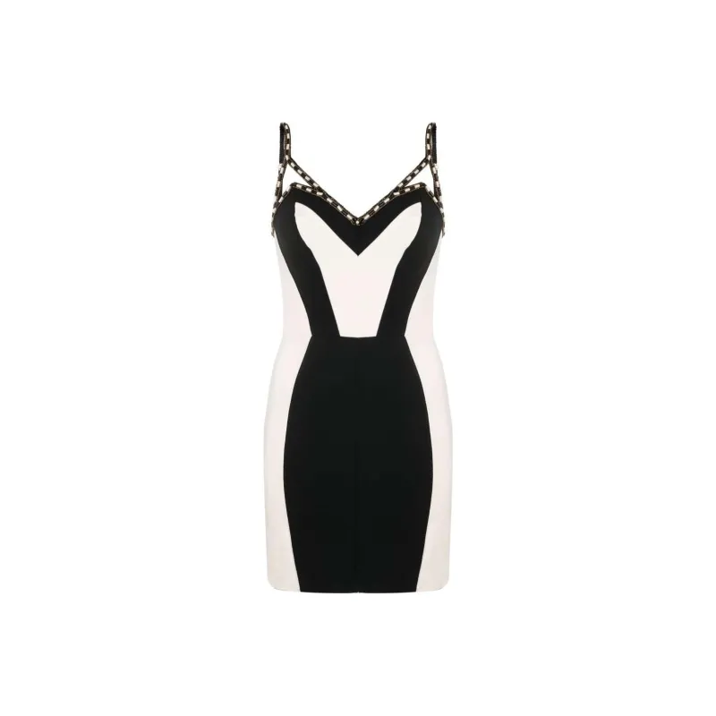Elisabetta Franchi Bead embellished Two tone Minidress-0