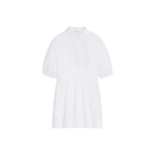 CELINE Babydoll Mini Dress In Striped Cotton Voile
