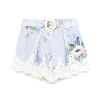 Zimmermann Everley Floral Printed Belted Shorts