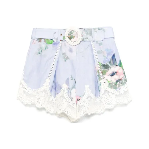Zimmermann Everley Floral Printed Belted Shorts
