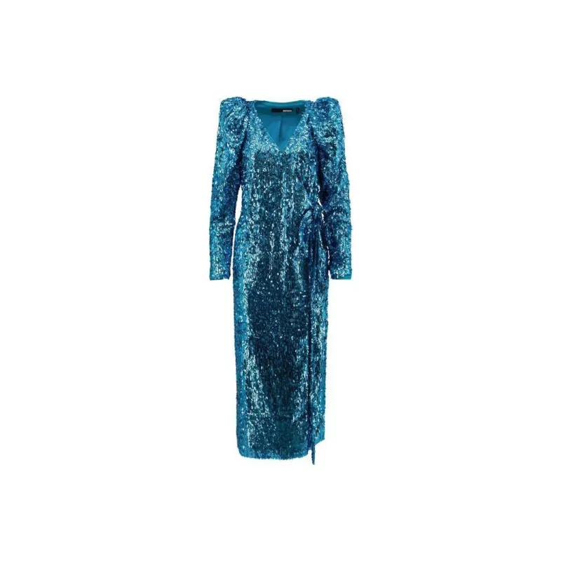 Rotate Long Sleeved Dress Women's Blue-0
