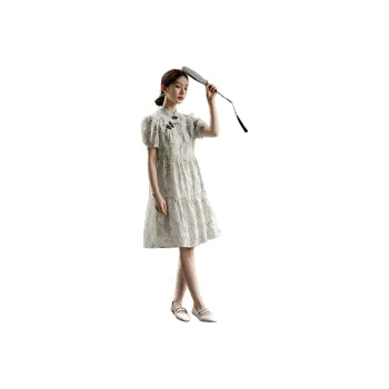 XWI SS24 Short Sleeved Dress Women's Light Green Jacquard