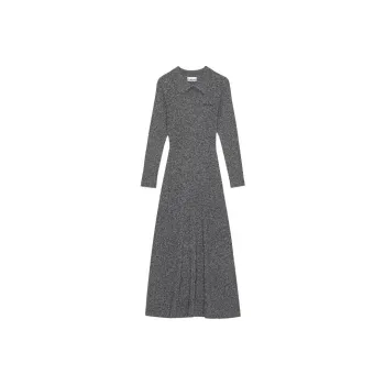 GANNI SS24 Long Sleeved Dress Women's Ebony Wood Mixed Color