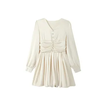 AFGGD Long Sleeved Dresses Women's Ecru