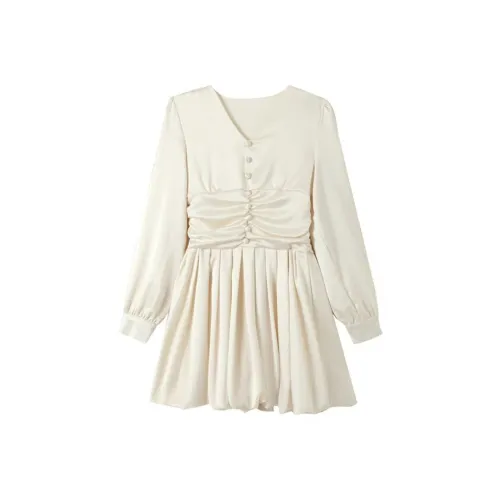 AFGGD Long Sleeved Dresses Women's Ecru