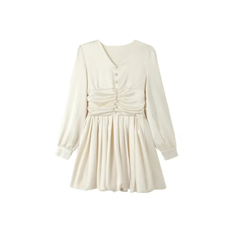 AFGGD Long-Sleeved Dresses Women's Ecru-0