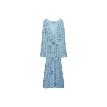 ZARA Long-Sleeved Dresses Women's Light Blue