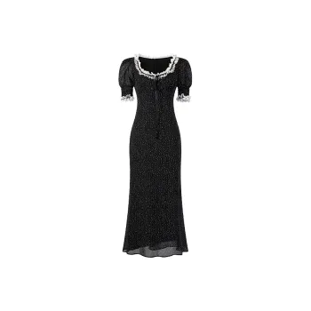 COVT Short Sleeved Dress Women's Black Polka Dot