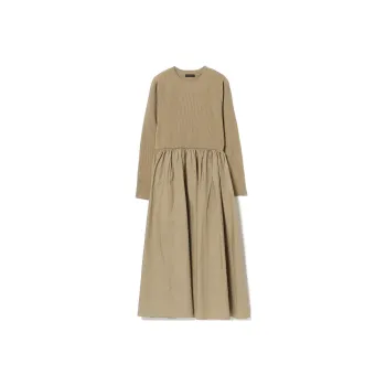 Beams Long Sleeved Dress Women's Mocha
