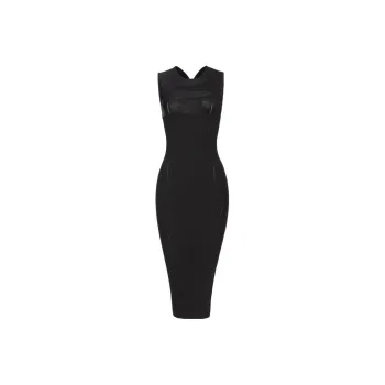 PINKO FW23 Abito Longuette In Maglia A Costine Sleeveless Dress Women's Black