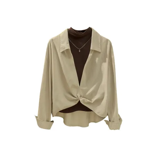 Cypress House Shirt Matching Set Women's Beige Gray+Dark Coffee