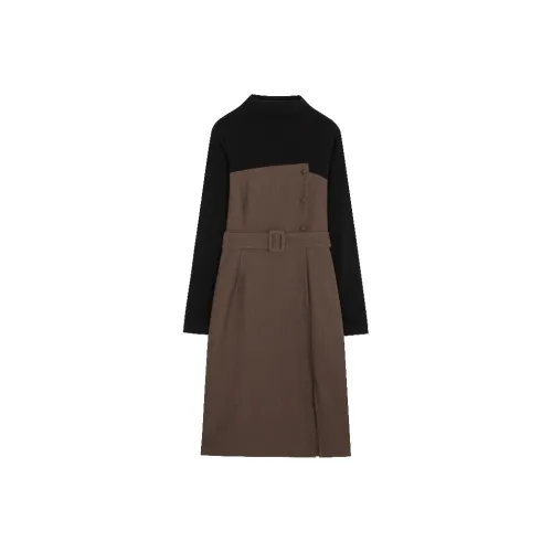 Mo Han Yi Mei Long Sleeved Dresses Women's Dark Coffee