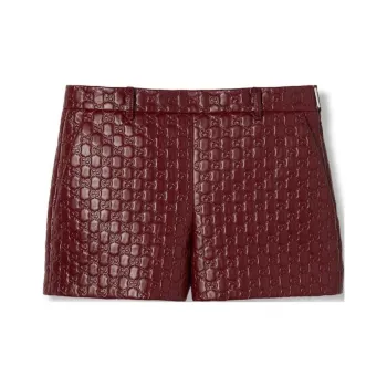 GUCCI Embossed Leather Shorts 'Rosso Ancora'