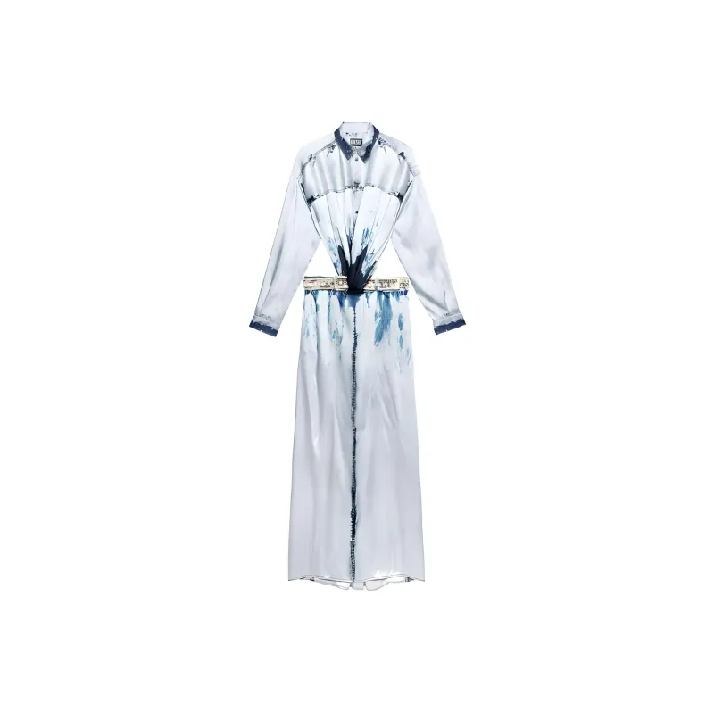DIESEL Long-Sleeved Dresses Women's Light Blue-0
