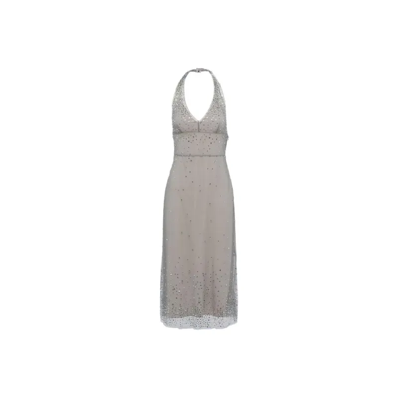 PRADA Crystal embroidered Halterneck Tulle Dress-0