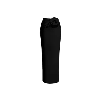 H&M X Magda Butrym Maxi Skirt With Rose Applique Black