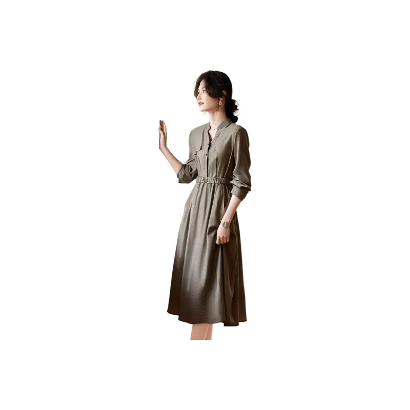 XWI Long Sleeved Dresses Women's Gray Green-0