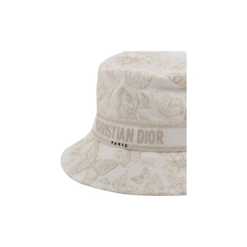 DIOR Cotton Fabric Bucket Hats Women's White-2