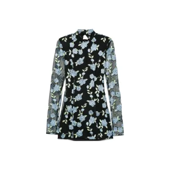 Rotate Flower Mesh Mini Dress