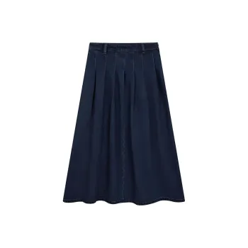 Mo Han Yi Mei Denim Long Skirt Women's Dark Blue