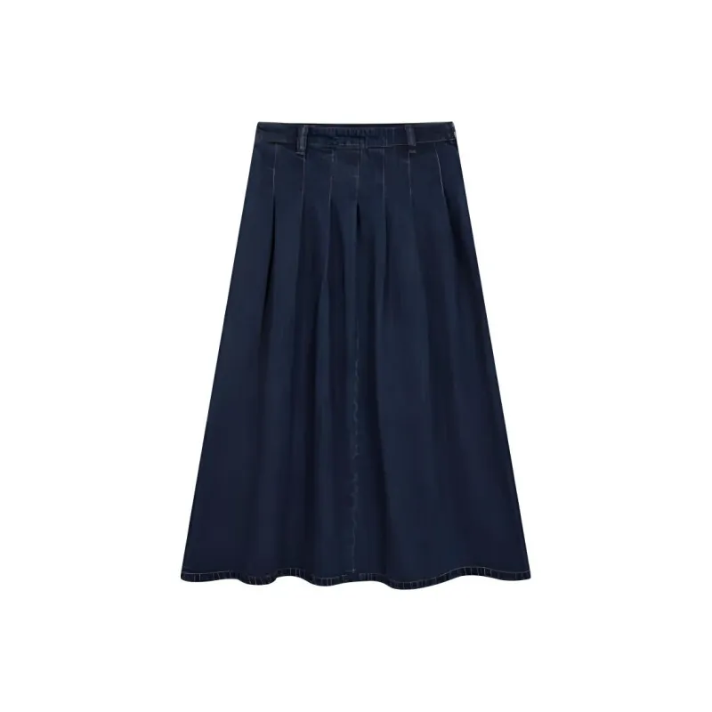 Mo Han Yi Mei Denim Long Skirt Women's Dark Blue-0