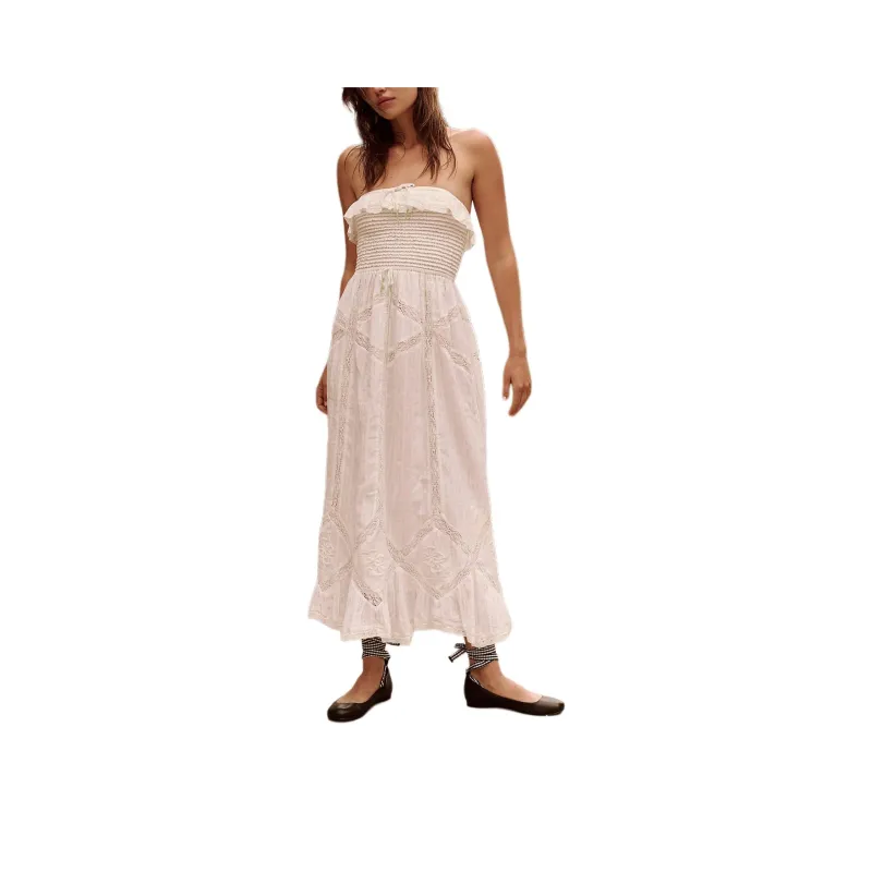 FREE PEOPLE Hi Hello Midi Dress Sleeveless Dress Women's White Combo/White-0