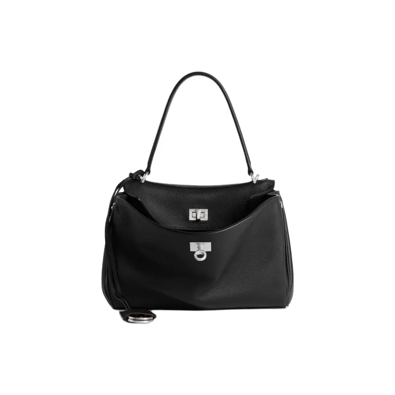 Balenciaga Rodeo Grain Calfskin One Shoulder Handbag Trumpets Women's Black-0