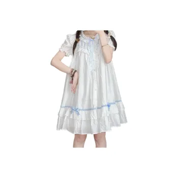 LALAJK Short Sleeved Dress Women's White
