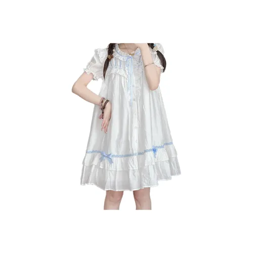 LALAJK Short Sleeved Dress Women's White