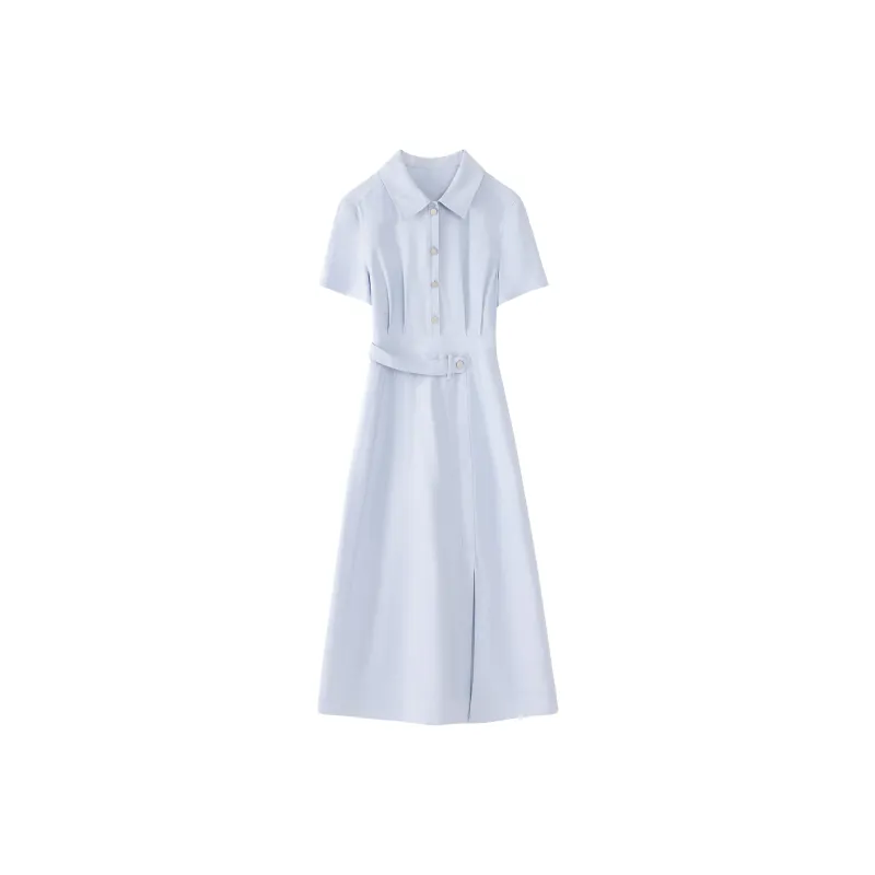 Alxnan Short Sleeved Dress Women's Blue-0