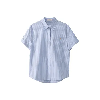 Fstudio Korean Style Fashion Short Sleeved Shirt And Pleated Skirt Set Women's Blue