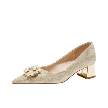 Lan Miao Chunky Heel High Heels Women's Gold