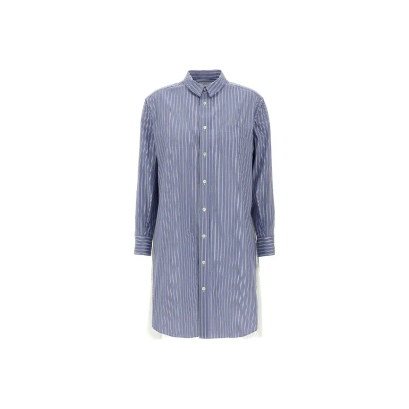 Sacai Pleated Striped Midi Shirt Dress-0
