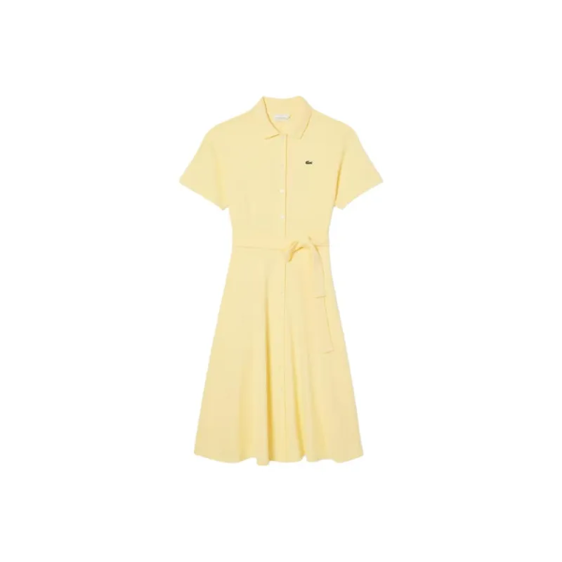 LACOSTE Short Sleeved Dress Women's Yellow-0