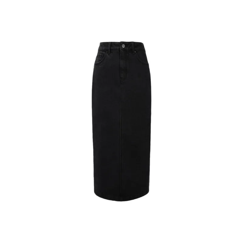 GUESS Denim Long Skirts Women's Charcoal Gray-0