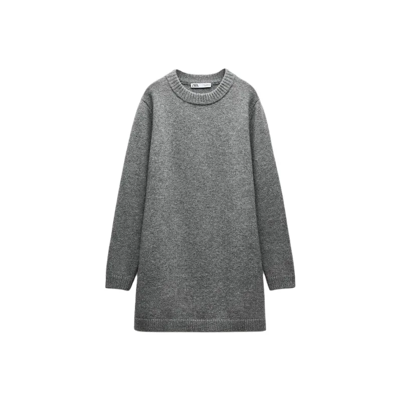 ZARA Long-Sleeved Dresses Women's Mud Gray-0