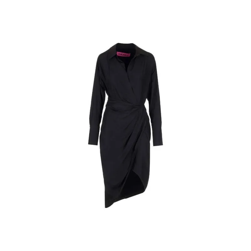 GAUGE81 Silk Open-neck Shirt Dress-0